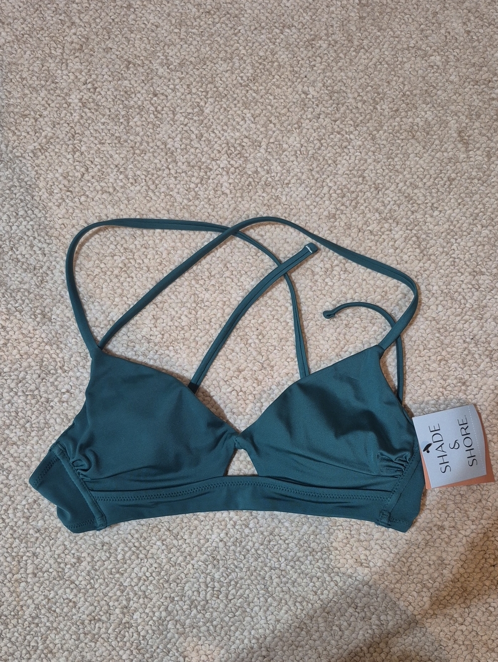 Shade & Shore Strappy Bikini Top – Size 32B – Emerald Green